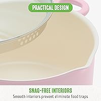 Vista 6 de GreenLife 6QT Ceramic Nonstick Stockpot with Glass Straining Lid, PFAS-Free, Dishwasher Safe, Stay-Cool Handles, Oven Safe to 350°F, Wobble-Free Rosa