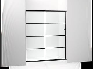KOHLER Elate™ Sliding Shower Door, 70-1/2-in H X 56-1/4-59-5/8-in W, with 1/4-in Thick Crystal Clear Glass with Rectangular Grille Pattern