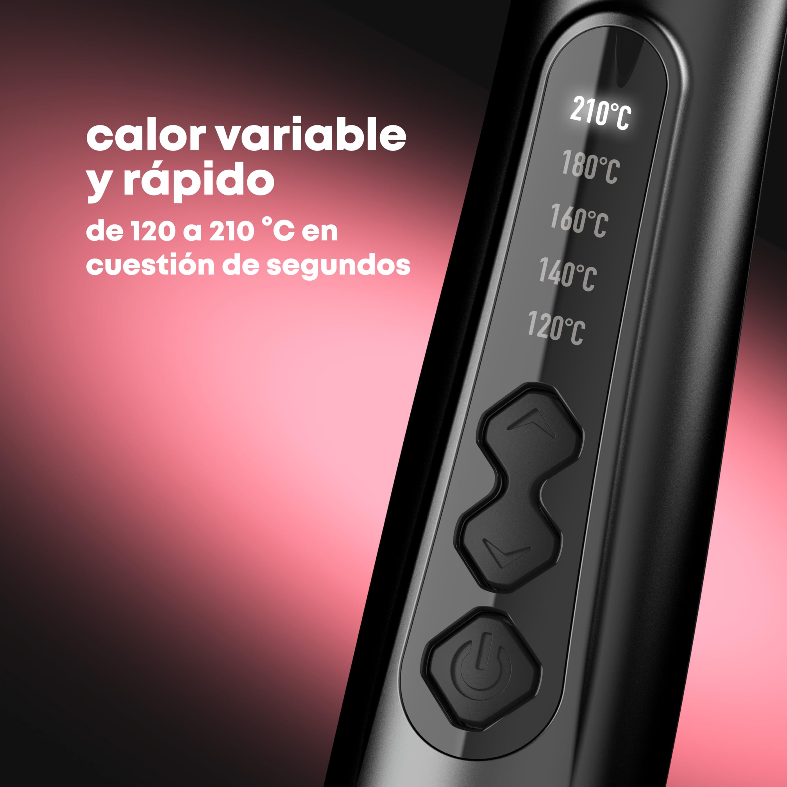 REVAMP Progloss Big Hot Wand Rizador de Pelo Cónico - Tenacilla con Barril de Cerámica Grande para Rizos Y Ondas, Calentamiento Rápido, Temperatura Regulable, Apagado Automático, Black