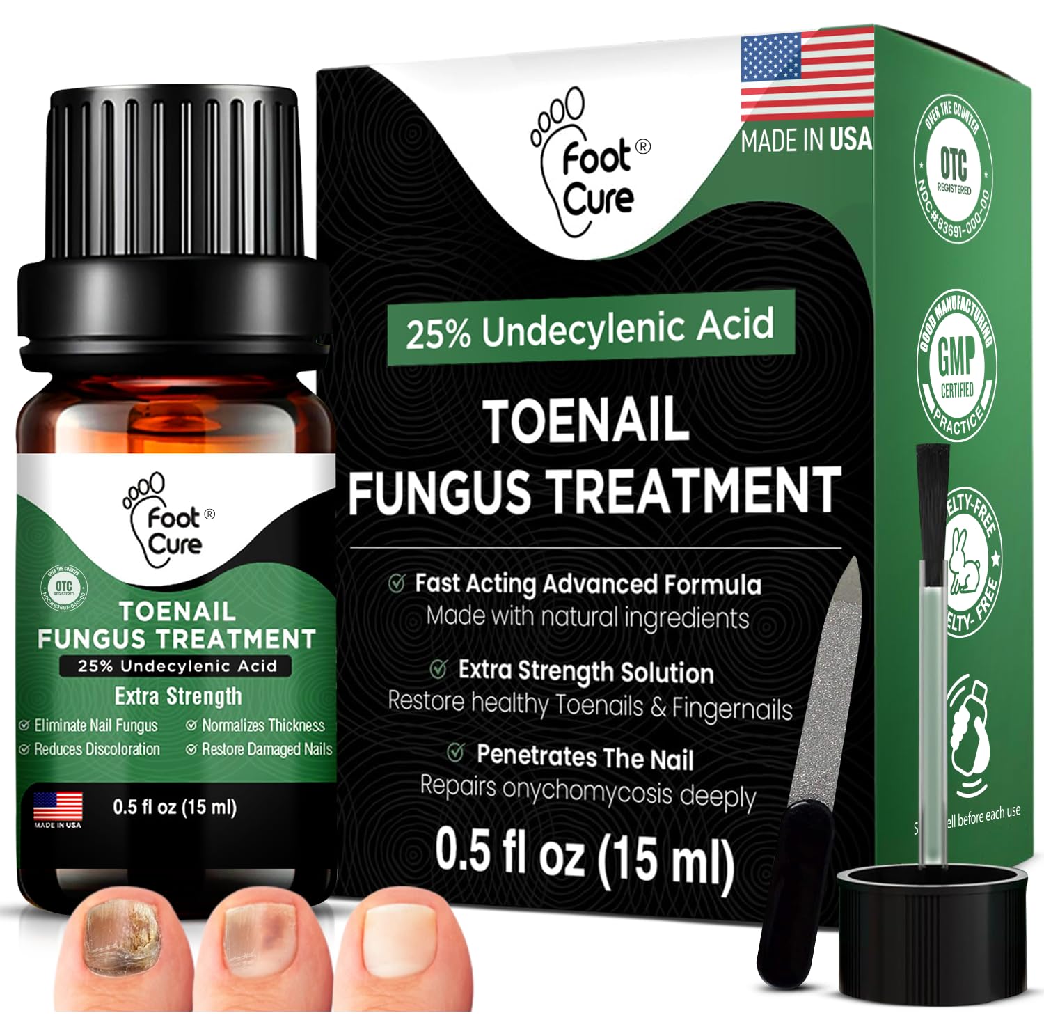 FOOT CURE Extra Strong Organic & USA Made Finger & Toenail Fungus Treatment