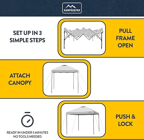 Miniatura 4 de KAMPKEEPER Tienda de campaña desplegable de 10 x 10 con 2 paredes laterales, refugio impermeable al aire libre para sombrillas, camping, playa,