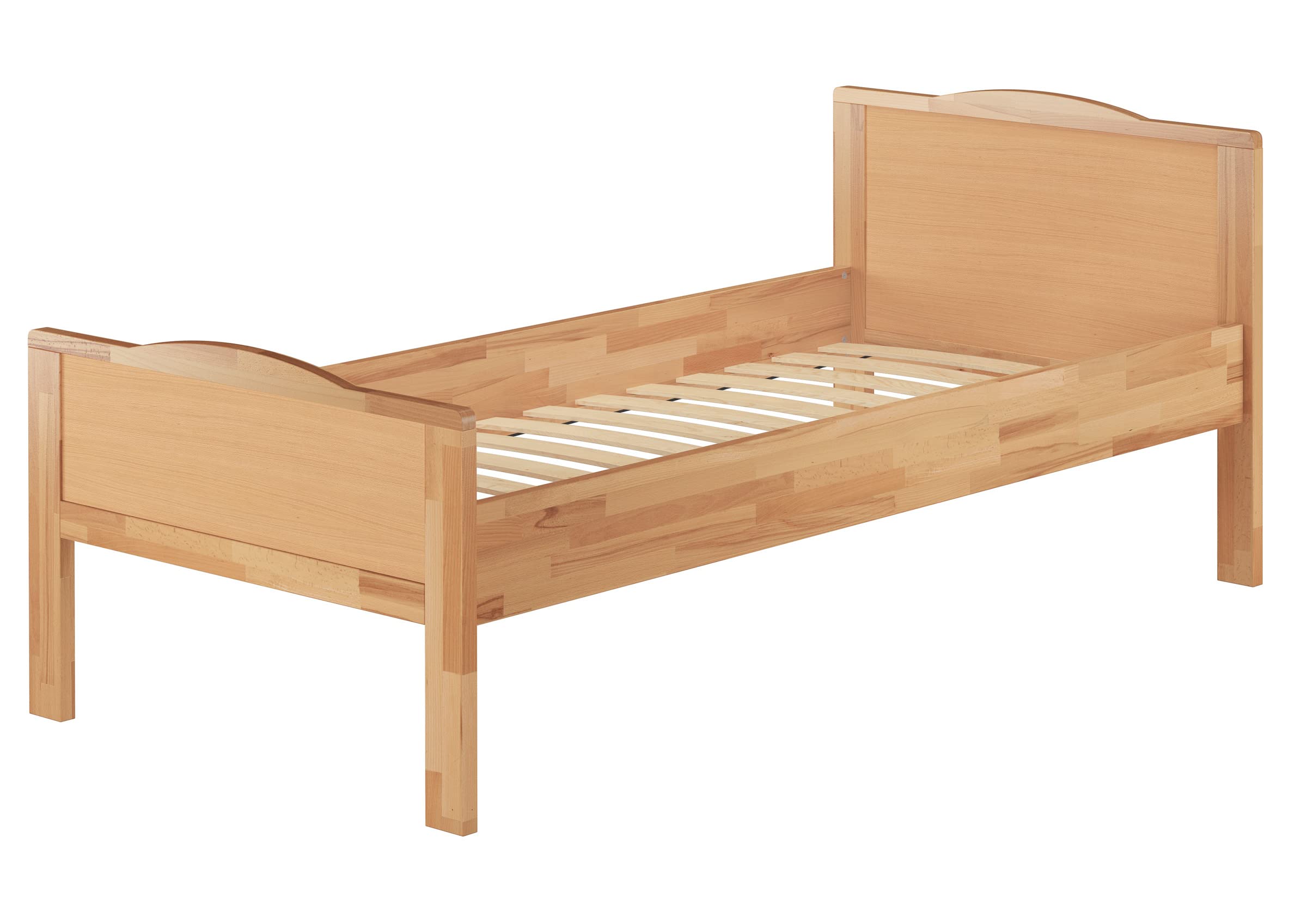 ERST-Holz Massivholzbett Höheres Seniorenbett 100 x 200 Buche mit Federleisten, Buche farblos lackiert