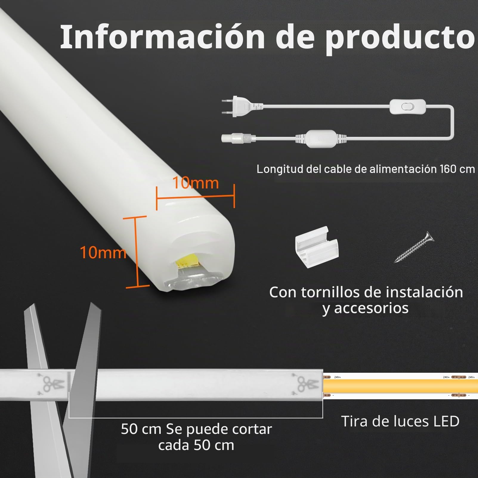 Neon Tira LED 15 metros, Silicona 220V COB Luces LED Habitacion Exterior Impermeable Incombustible IP65 Blanco Cálido 3000K Redondo Leds Strip Neón Flexible 15m 120 LED/m con Enchufe