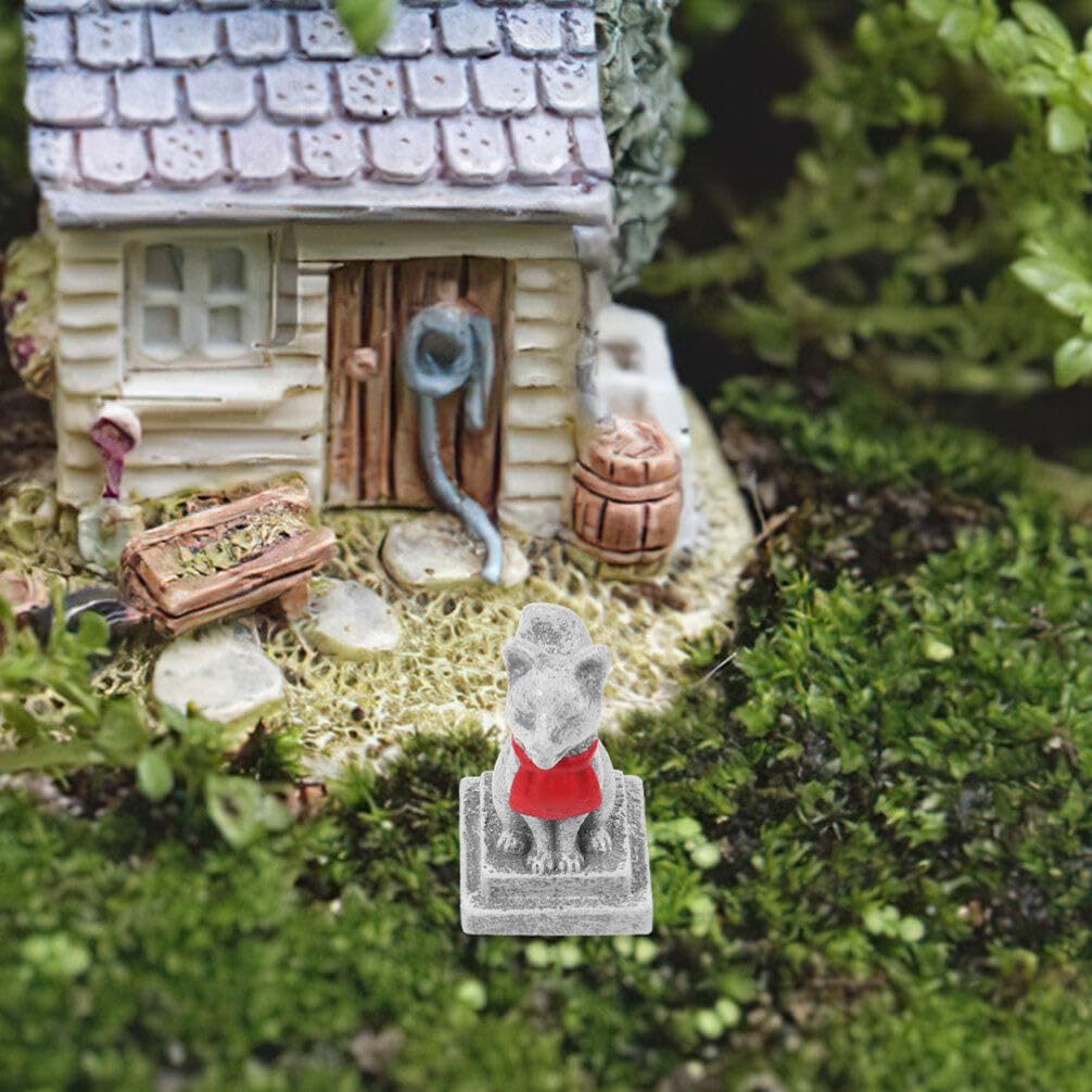 Toddmomy Japanese Red Torii Gate Miniature Fox Figurine Dollhouse Fairy Door Feng Shui Lucky Statue Aquarium Shinto Zen Garden Accessory - Image 4