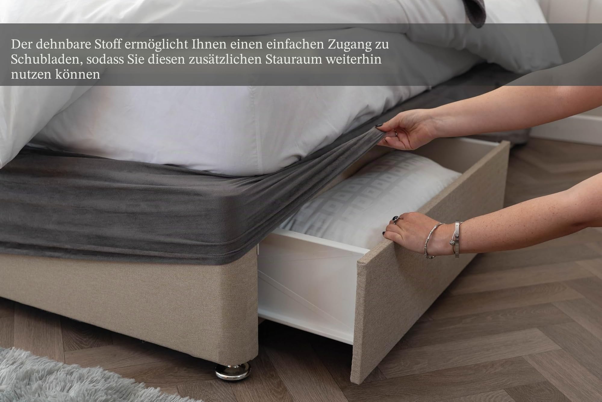 Belledorm Querbehang 48,3 cm Extra tief Faltenvolant Velourslederimitat Doppelbett