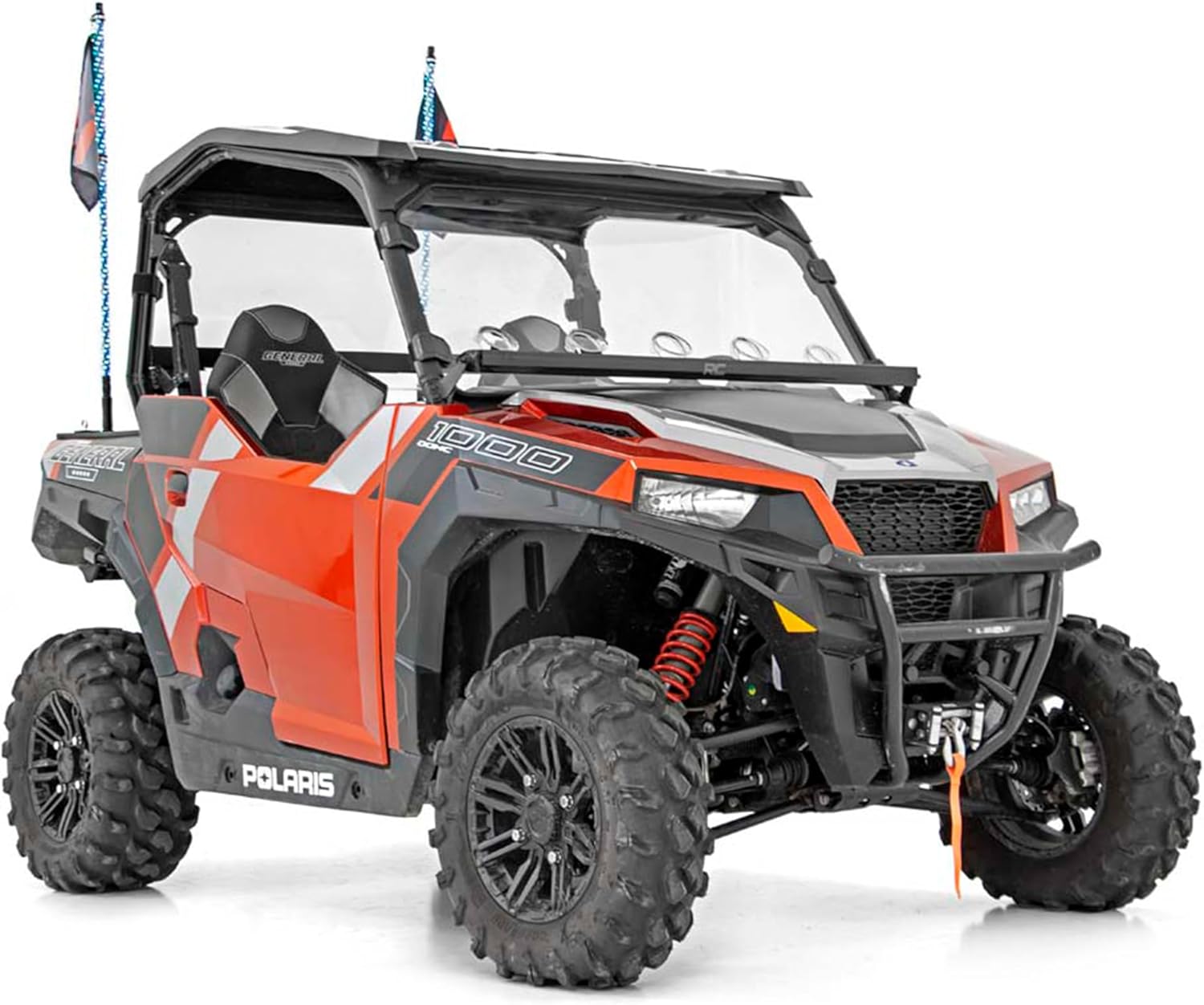 Rough Country Polaris LED Whip Light Bracket Kit for 17-22 General/Ranger- 93049 Black
