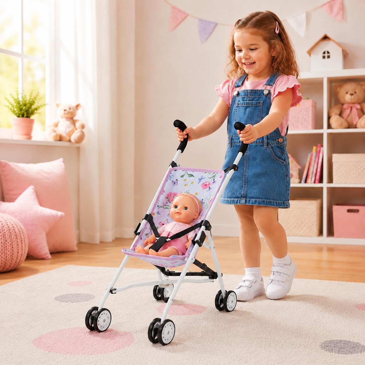 Bayer Chic 2000 Passeggino per bambole Roma, 601-53, 50 x 29 x 57 cm, colore: rosa