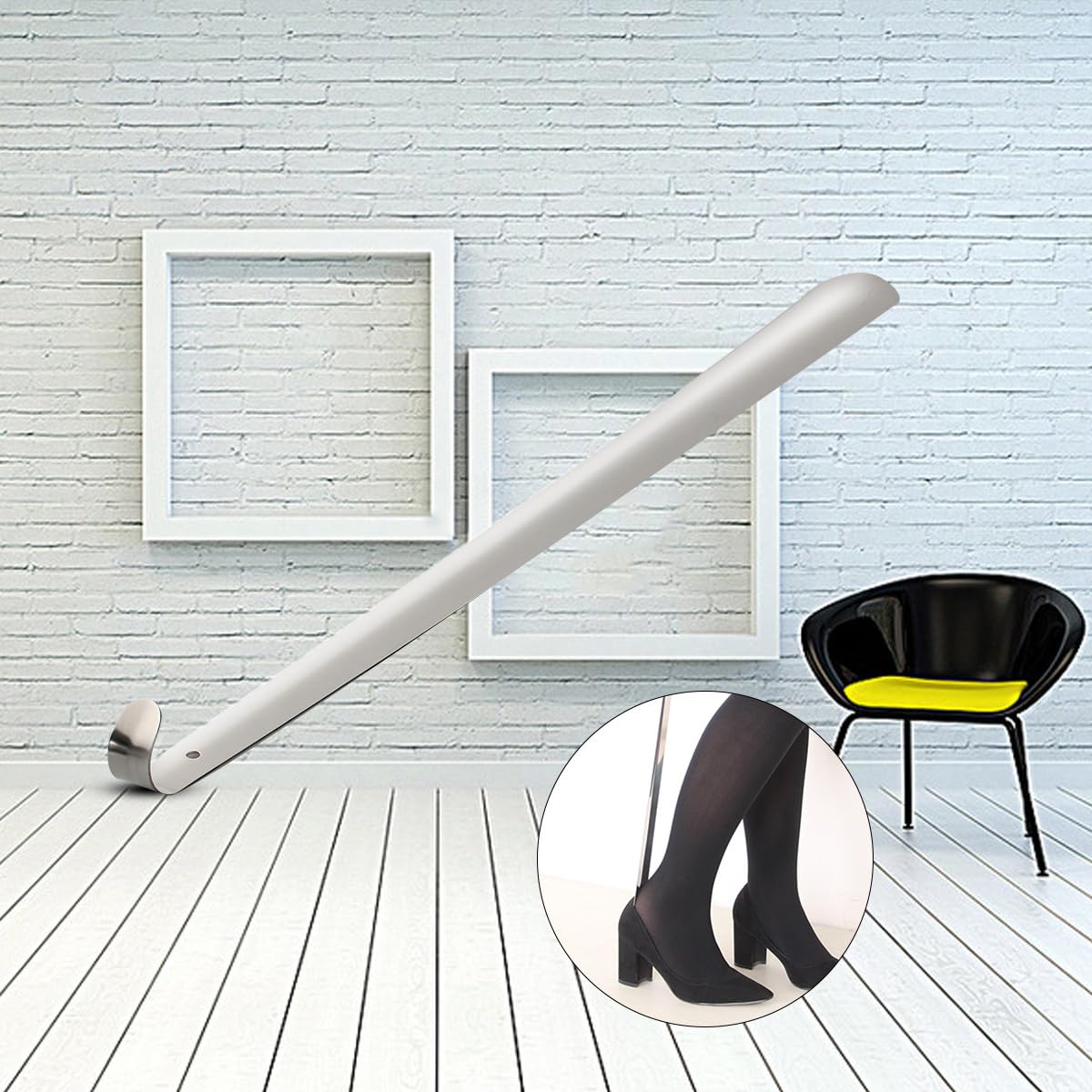 Yardwe Calzador de Zapatos de Acero Inoxidable de 50 Cm con Orificio para Colgar y Superficie Lisa, Adecuado para Facilitar el Calzado Diario