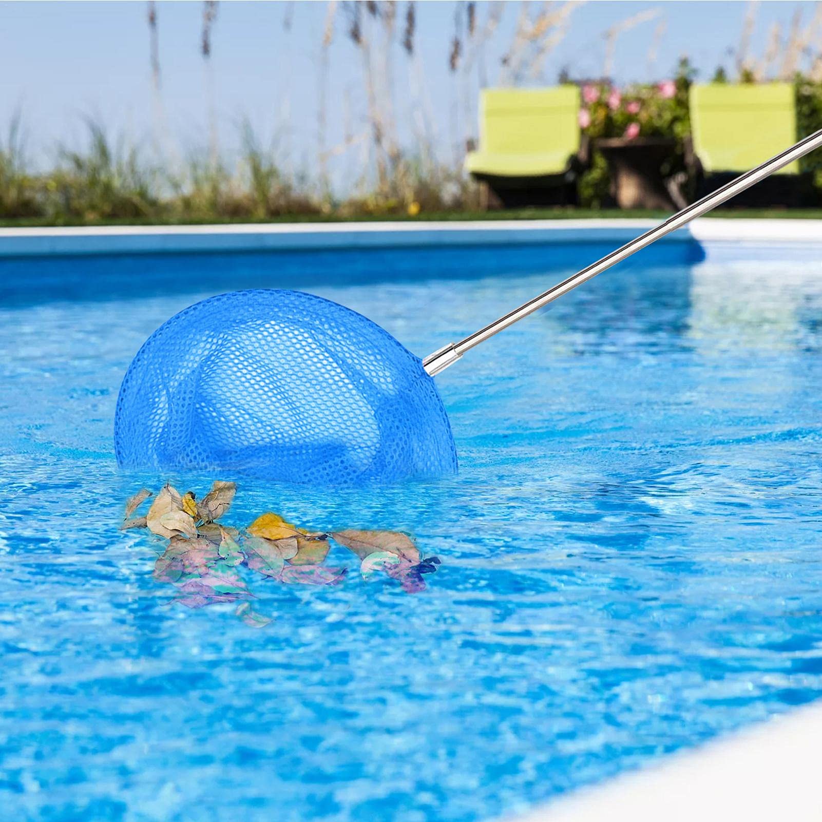 Épuisette De Fond Piscine Maille Fine - Skimmer Nettoyeur Feuilles Et Débris, Accessoire Piscine Extérieur