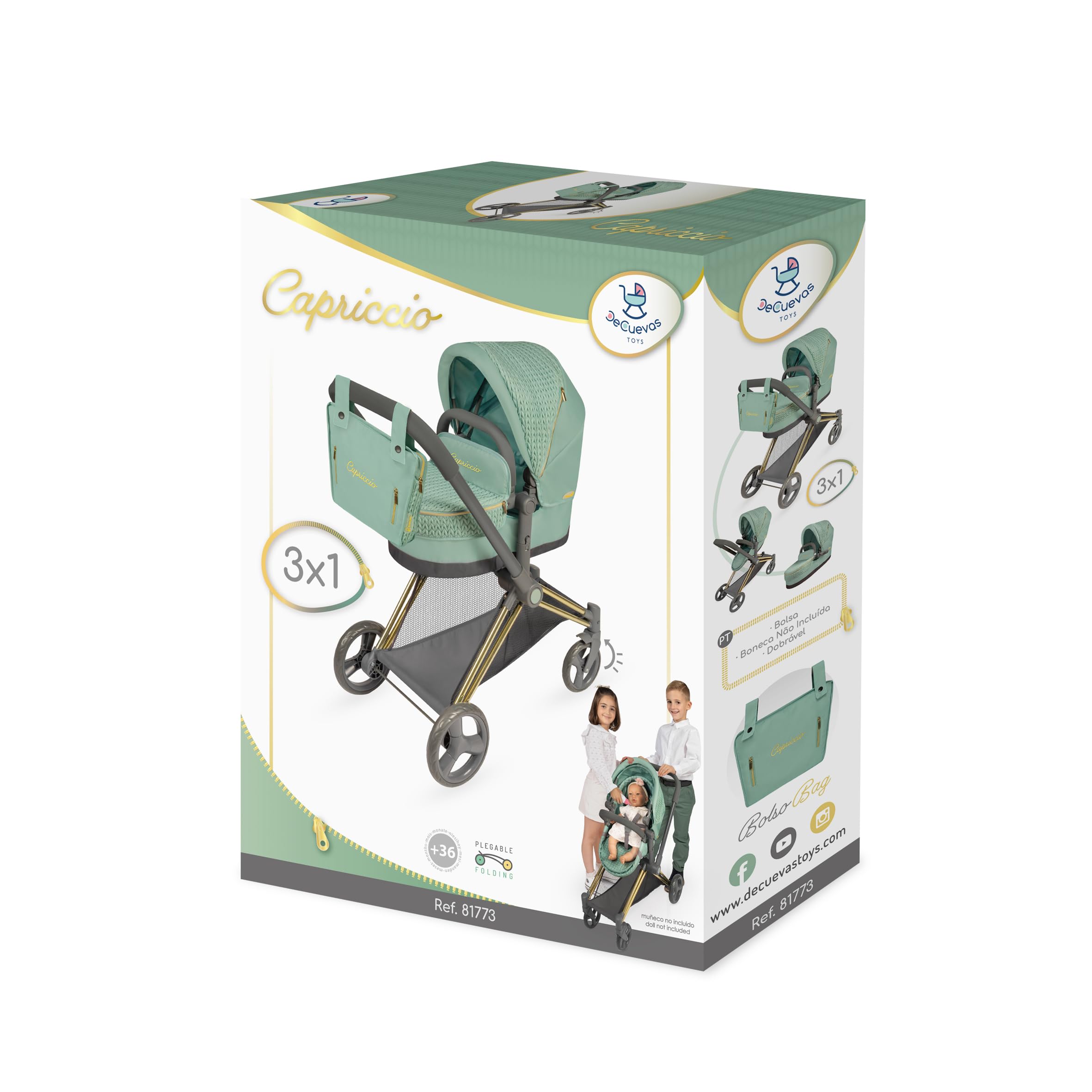 Carro de Muñecas Capriccio 3x1 DeCuevas Toys 81773