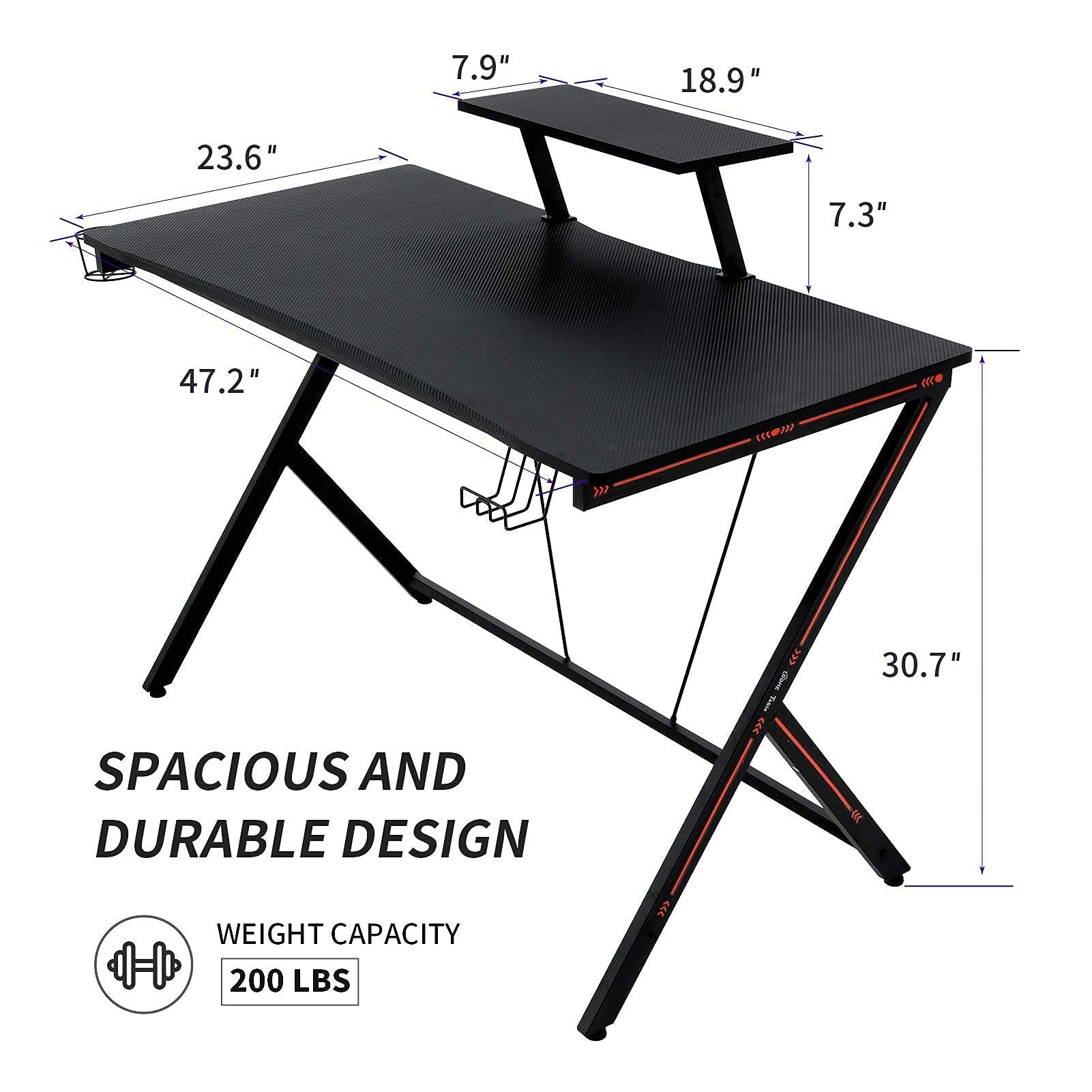 Gaming Desk 120cm Computer Desk, Home Office Desk Gaming Table R Shaped