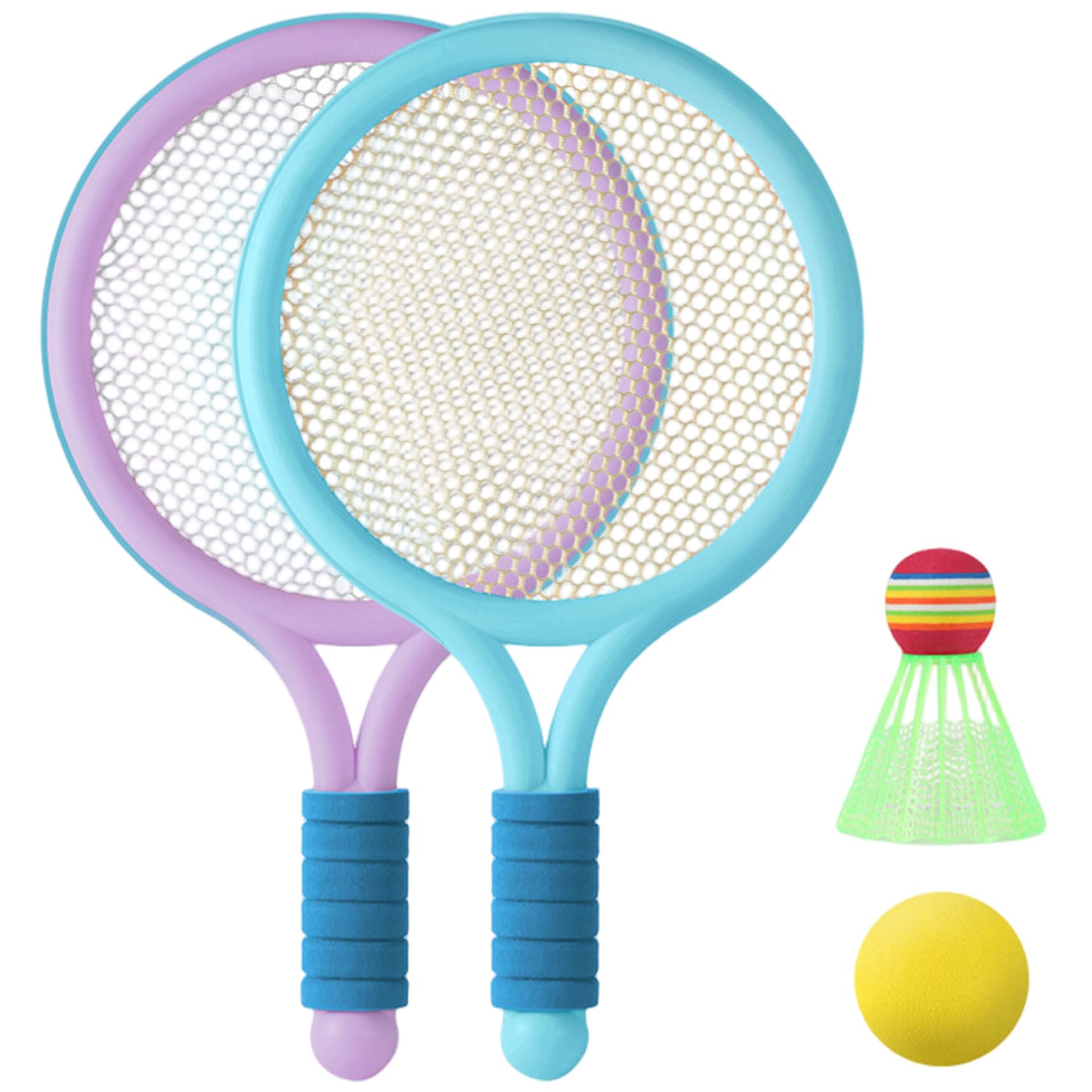 Otbushit Kids Badminton Set (4Pcs), Interactive Safe Fun Child-friendly Set Includes 2 Racket, 2 Different Ball Outdoor Sports for Children