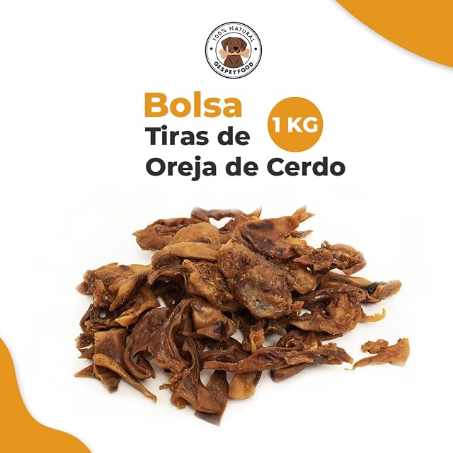 Foto 2 de 7 de Tiras de Oreja de Cerdo para Perros - Bolsa de 1 kg. - 100% Carne de Cerdo - Sin químicos