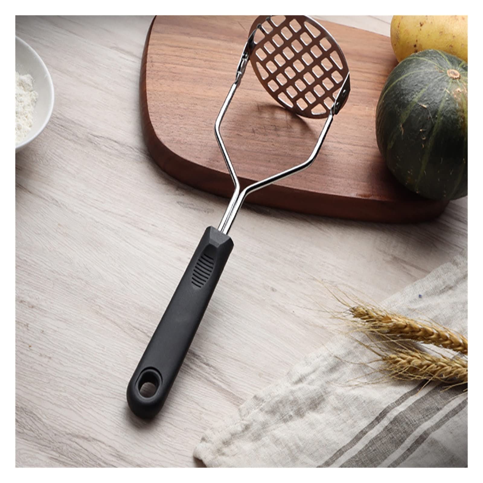 Kartoffelstampfer aus Edelstahl, manuelle Kartoffel-Knoblauchpresse, Kartoffelstampfer, Kartoffelbrecher, Obstmaschine, Küchenhelfer-Stampfer
