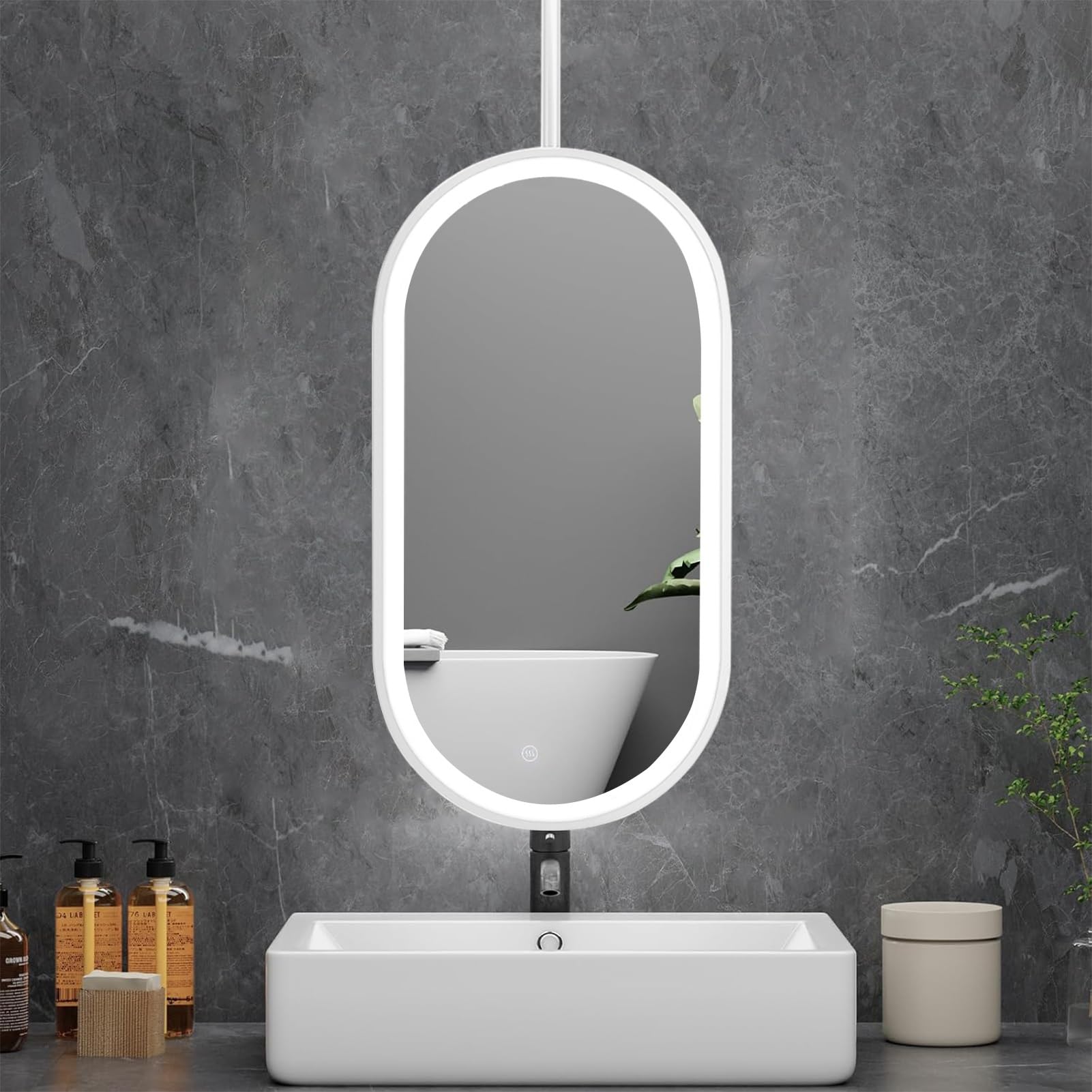FGXHHS Dimmable LED Vanity Mirror with Hanging Rod for Bathroom Makeup and Shaving