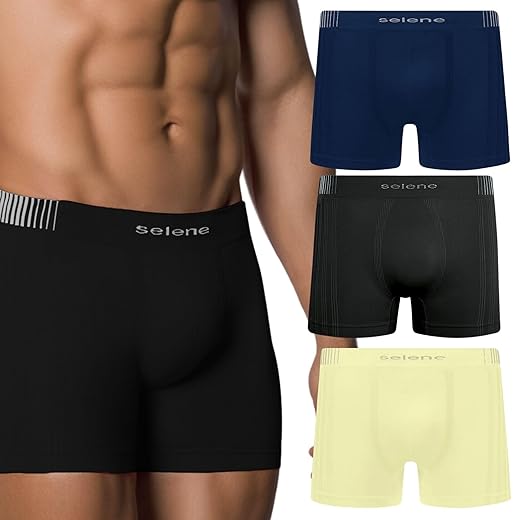 Kit 3 Cuecas Boxer Selene Sem Costura Dry Fast Esportiva Cós 40mm Box Masculina