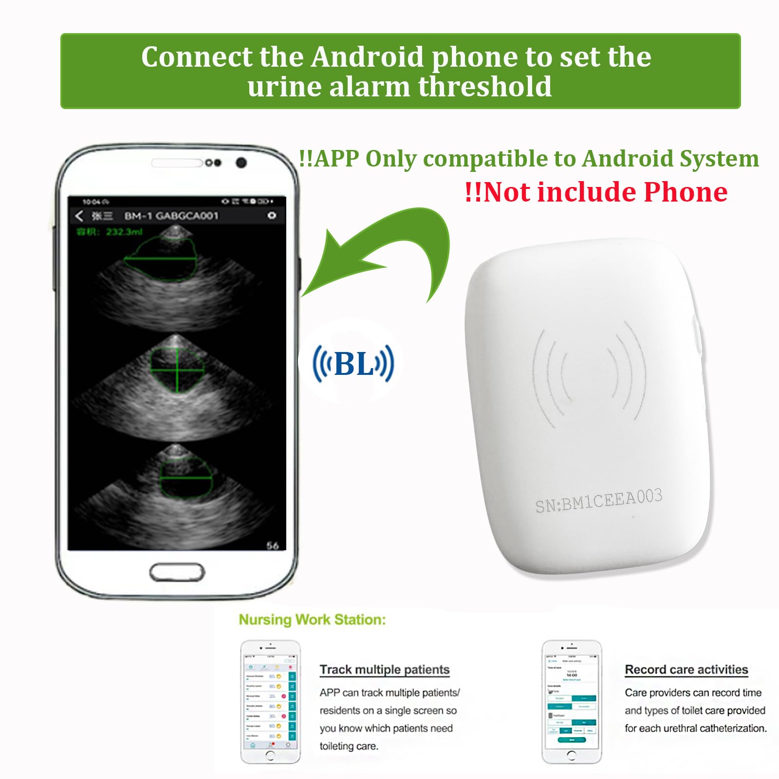 Scanner indossabile del volume dell'urina della vescica per incontinenza nefrostomia stomia forniture per la mete delle urine