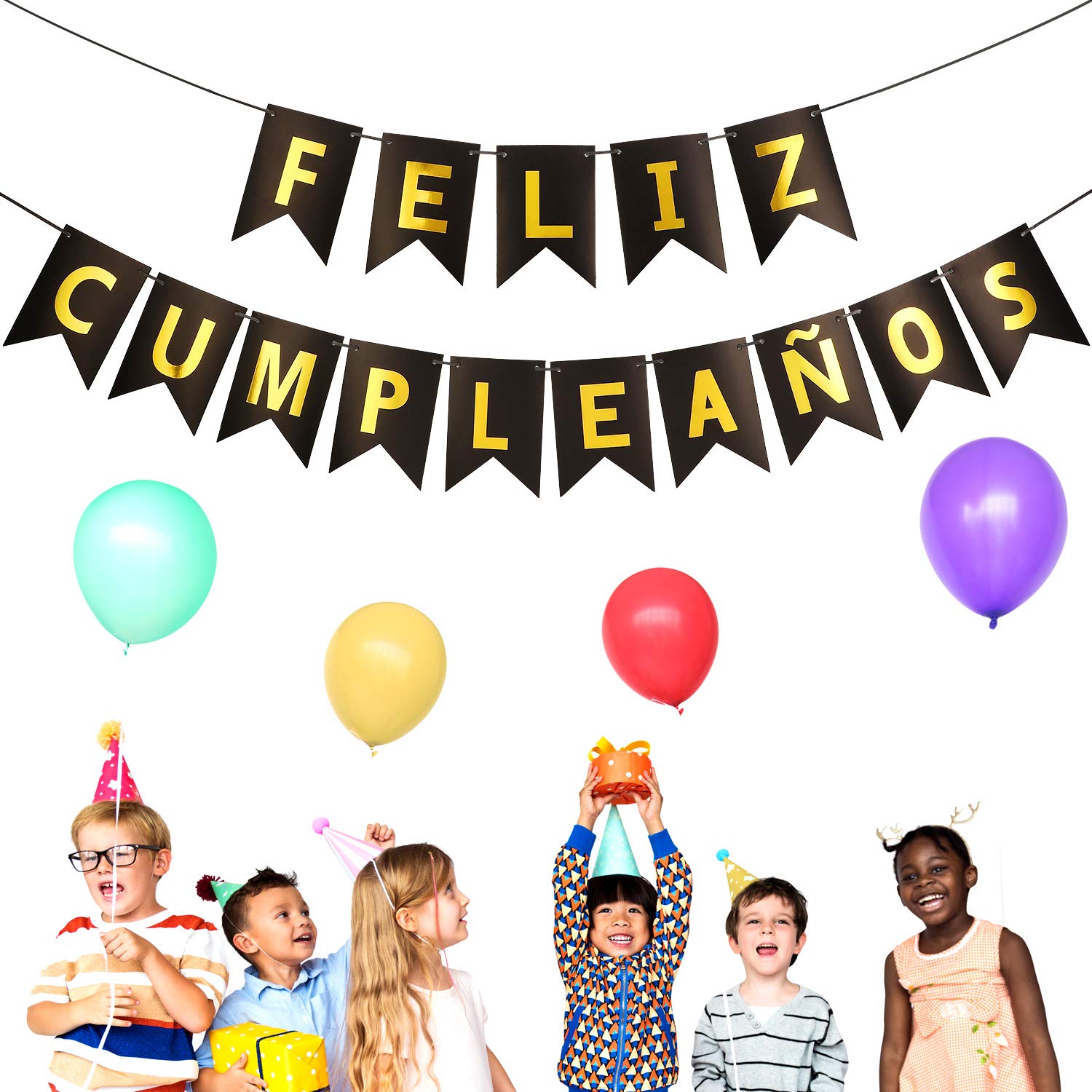 Buy Feliz Cumpleaños Banner Black Happy Birthday Garland Banner