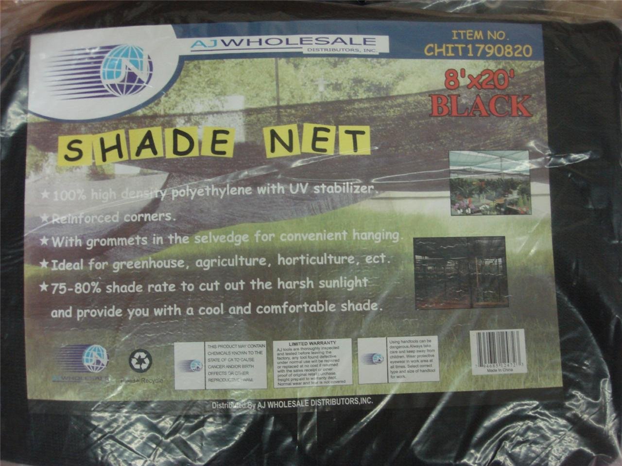20 X 20' Black Shade Net Mesh Screen Garden Patio RV Nursery Canopy Sun Tarp
