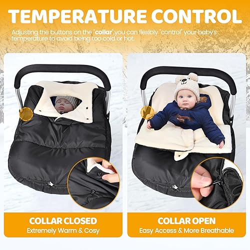 Miniatura 2 de Orzbow Funda de asiento de automóvil de invierno para asiento de automóvil de bebé, funda universal para asiento de automóvil de bebé con cuello