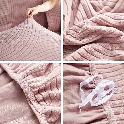 Miniatura 6 de vctops 1 funda para silla de jacquard geométrico para sala de estar, fundas elásticas de vellón sherpa con brazos, funda antideslizante suave para