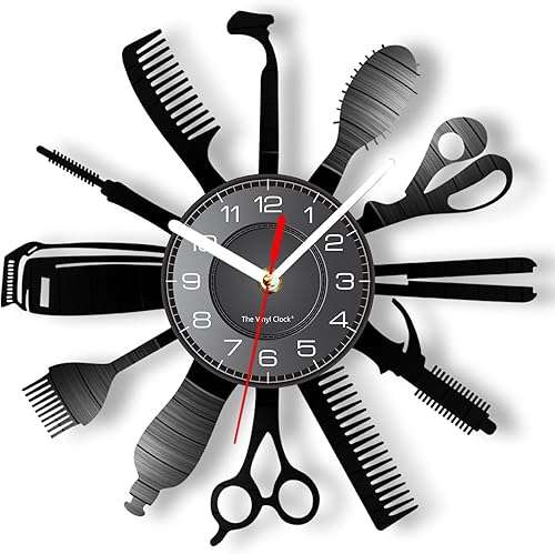 Reloj de pared de disco de vinilo de 12 pulgadas, diseño vintage decorativo de cuarzo silencioso sin tictac, funciona con pilas, analógico, redondo,