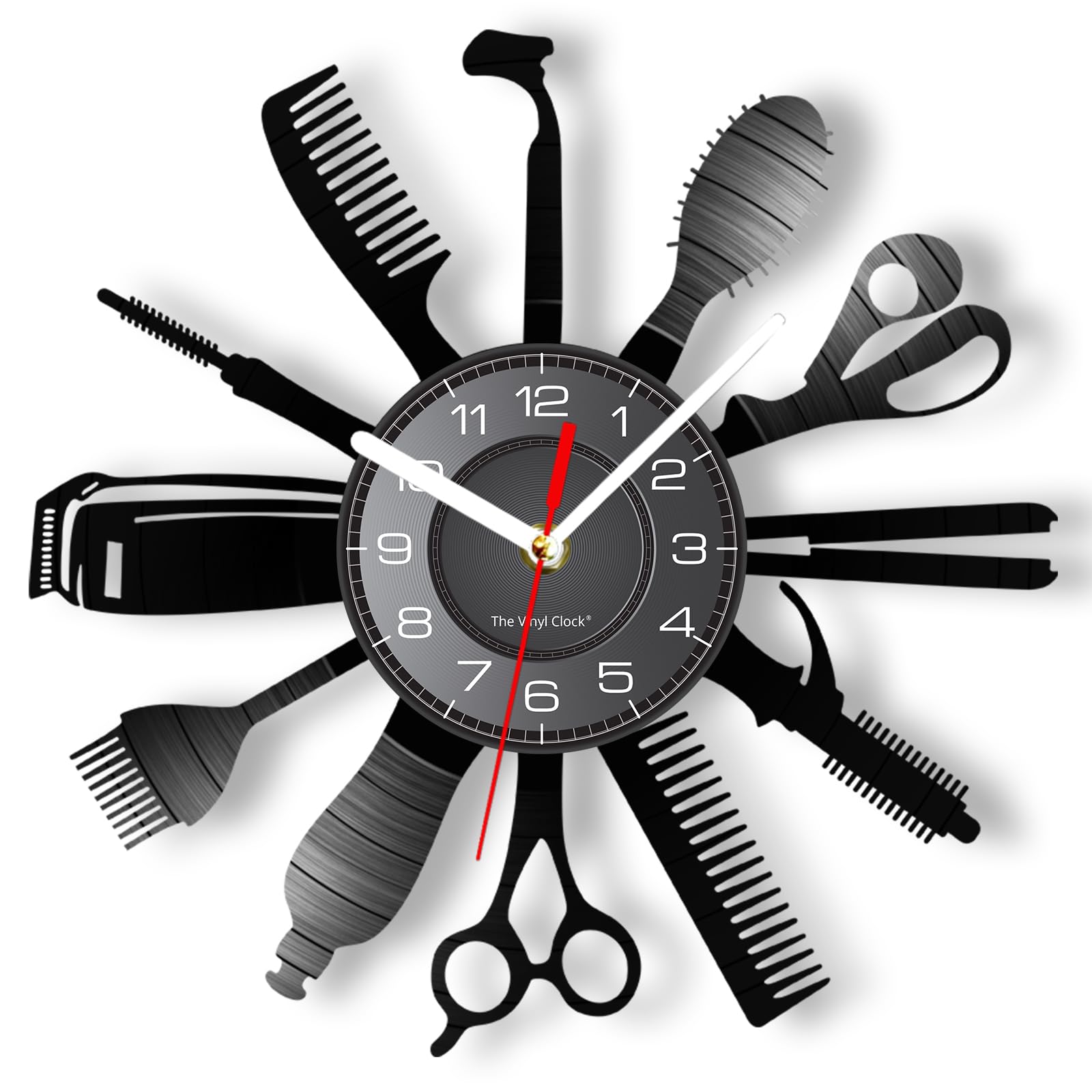 Horloge vinyle vintage noire de 30 cm pour décoration de salon et de studio