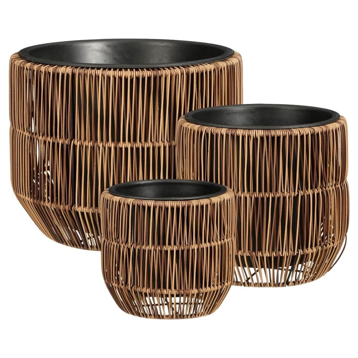 MICA Decorations Peta Blumentöpfe – Set von 3 – Pflanzentopf für Blumen und Außenpflanzen – Für den Außenbereich – Dunkelbraun
