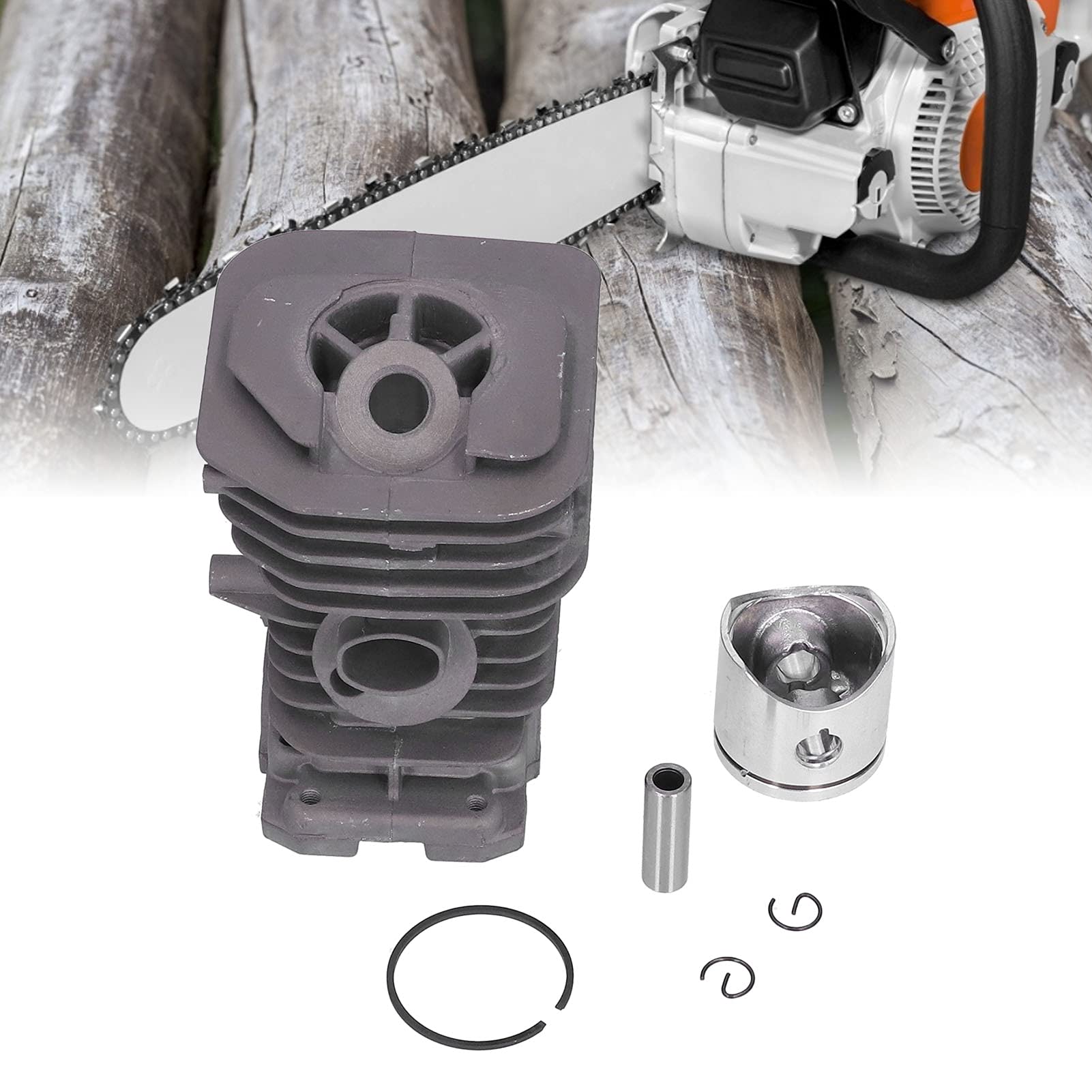 Zestaw tłoka cylindra 38mm Części zamienne do piły łańcuchowej Aluminium Trwałe ulepszenie Fit 136 137 141 Pierścień tłokowy piły łańcuchowej Pierścień zabezpieczający