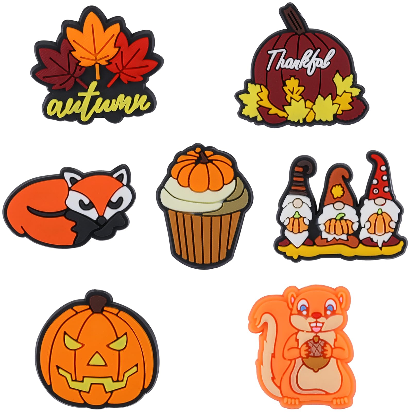 HUAAPLEVLA 7 Pcs Thanksgiving Silicone Beads for Keychain Making Unique Focals Maple Leaf Focal Beads for Pens DIY Handicrafts Necklace Bracelet Lanyard Jewelry Making（Pumpkin and Fox