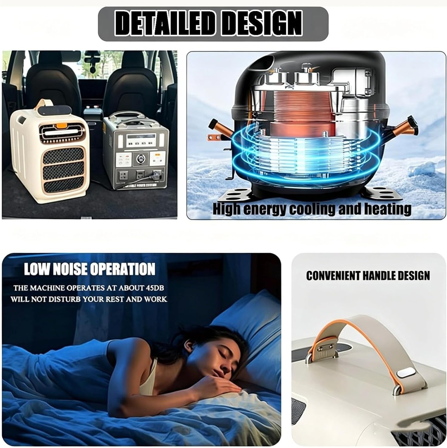 Aire Acondicionado Portátil para Caravana y Tienda de Campaña, Frío/Calor, 220V, 3 Velocidades, Deshumidificación, Temporizador, 420W Consumo Reducido, Enfriami, Cold