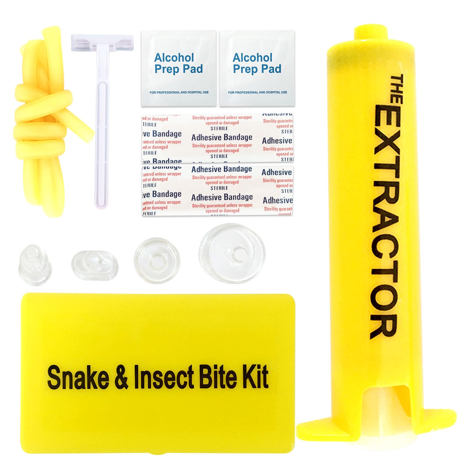 Snake Bite Kit, Bee Sting Kit, First aid kit, Venom Extractor Suction Pump, Bite and Sting First Aid for Hiking, Backpacking and Camping. (Yellow Kit)