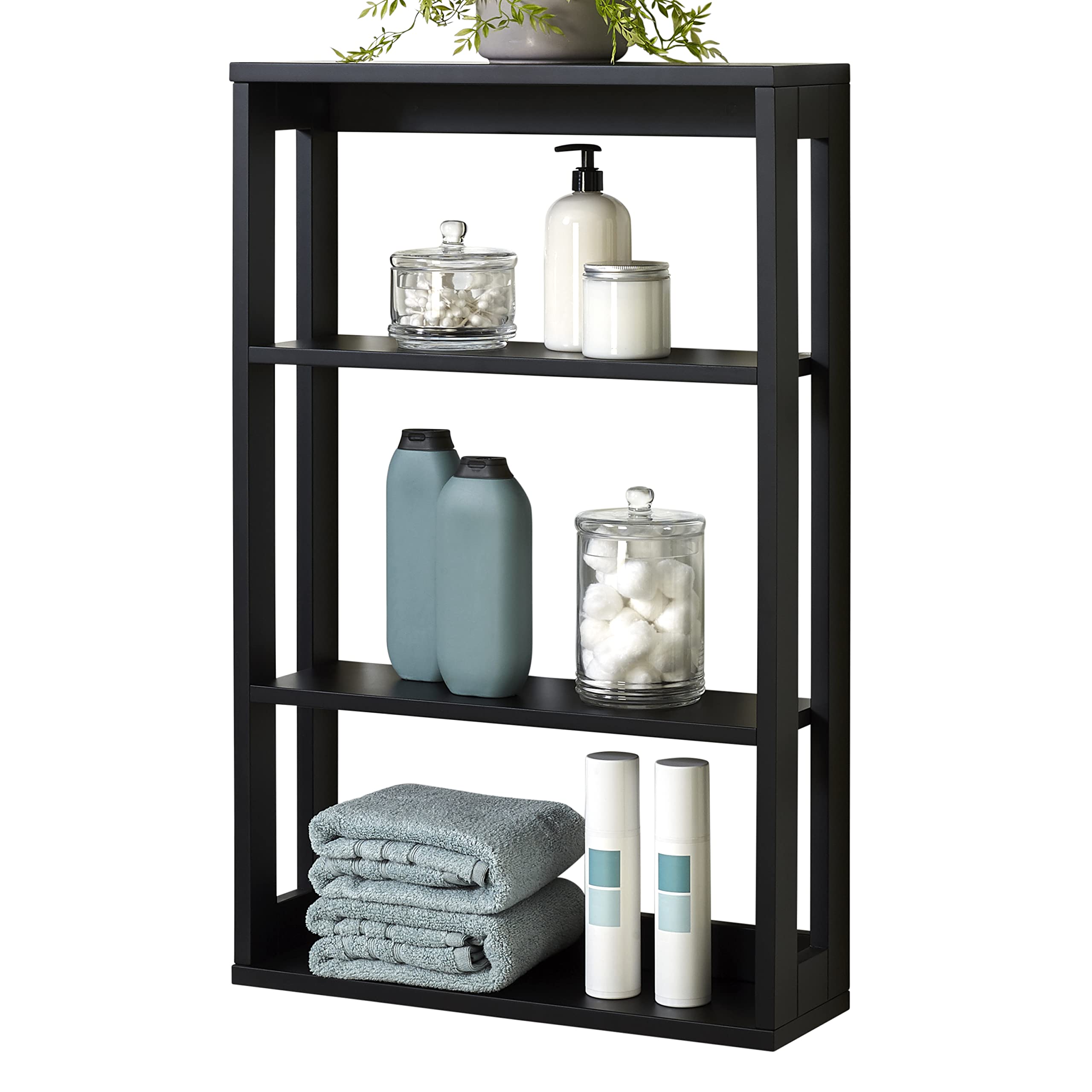 Zenna HomeSmall Spaces Wall Mounted Storage Shelf, Black