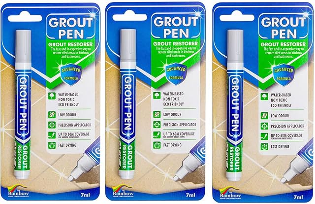 3 X LIGHT GREY Grout Pens for Restoring Tile Grout