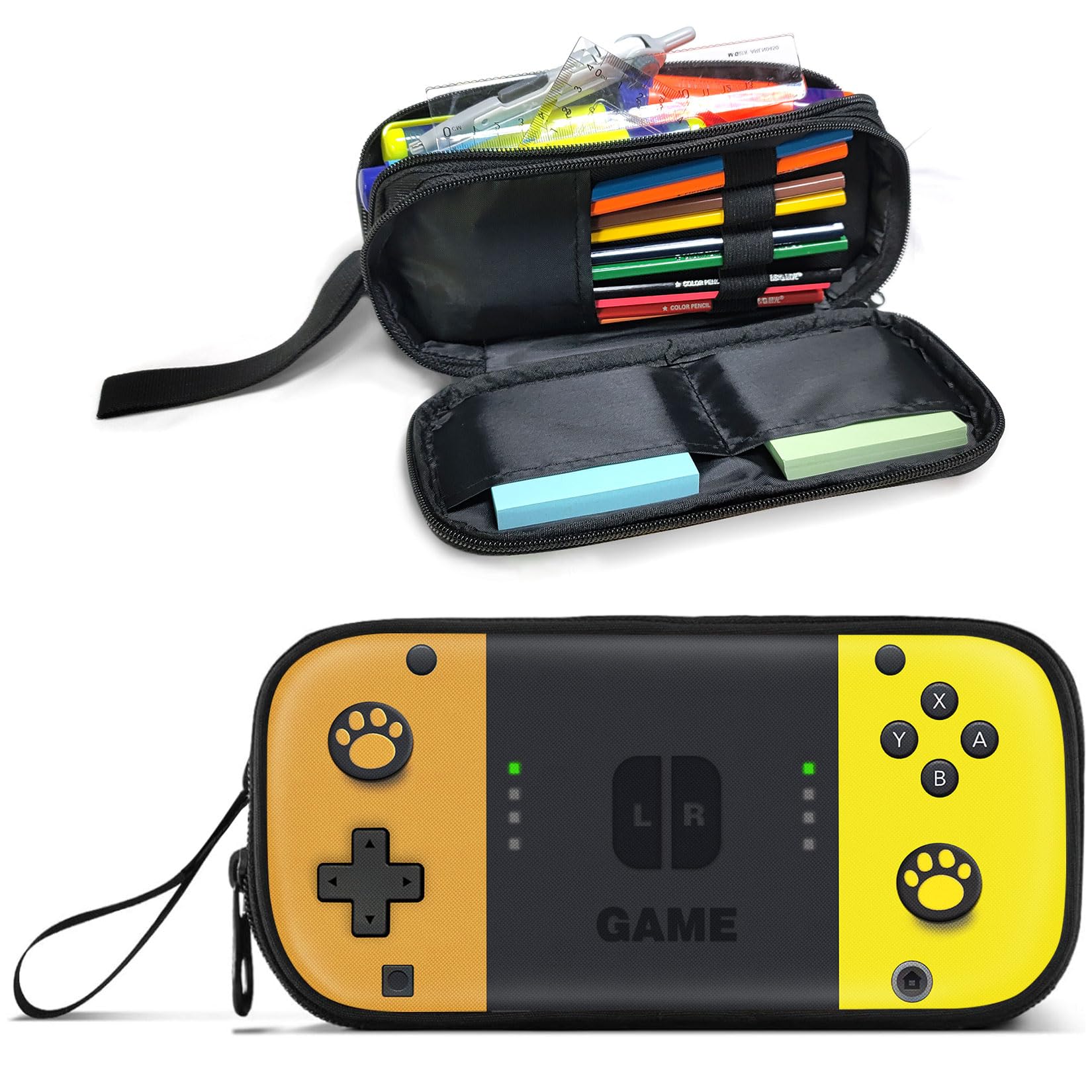 Gamer Pencil Case for Boys, Large Boys Pencil Pouch for Kids Teens School, Big Capacity Pen Box Pen Bag Organizer with 2 Compartments & Zipper