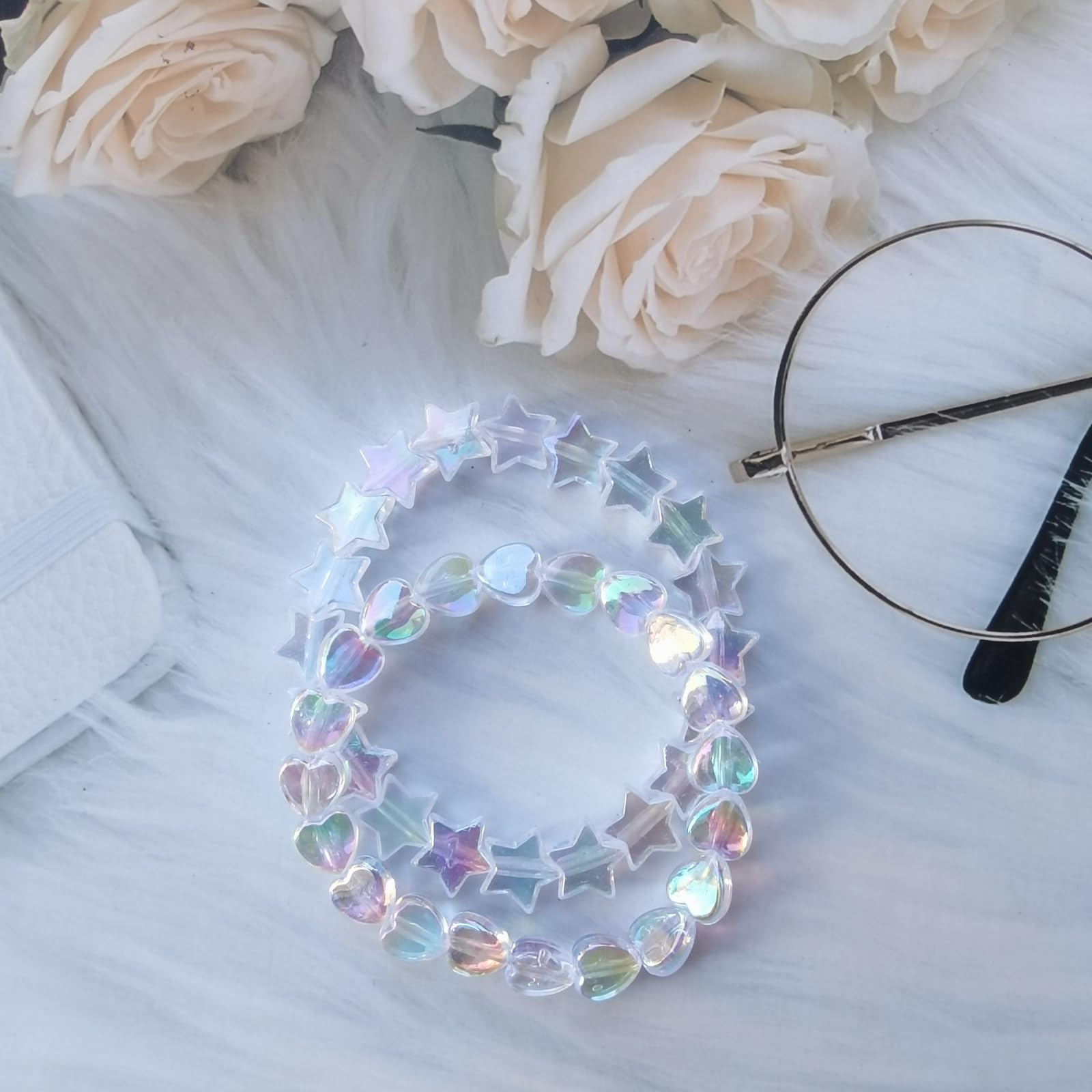 200 Stück Mini-Acryl-Perlen – Herz & Stern Motive, 9-11 Mm, Für Schmuck & Basteln