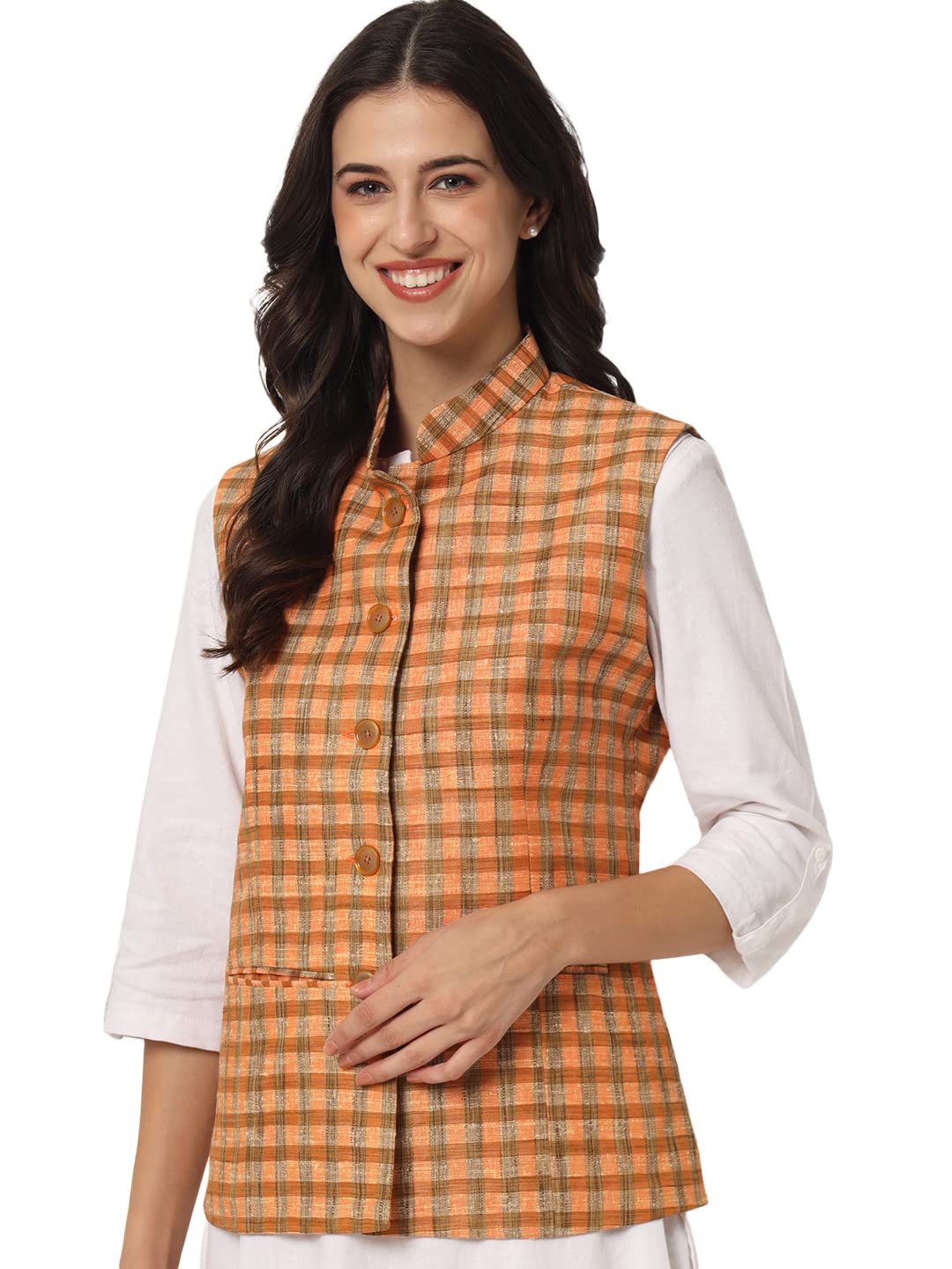 vastraa fusion Women's Cotton-Blended Export-Quality Indian Traditional Nehru Jacket/Waistcoat (TS1475D)-picture-32