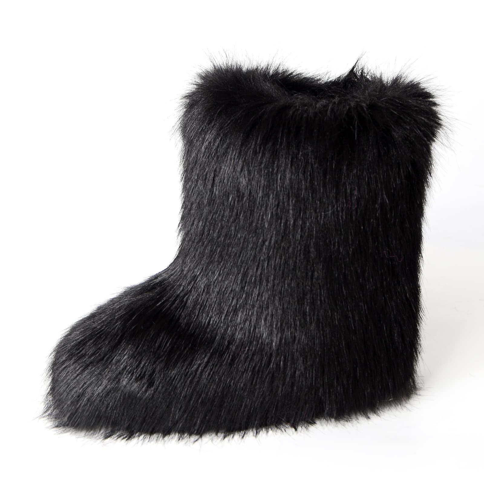 yamerbo Faux Fur Boots for Women, Fuzzy Flurry Furry Leg Warm Boots, Winter Mid-Calf Snow Shoes