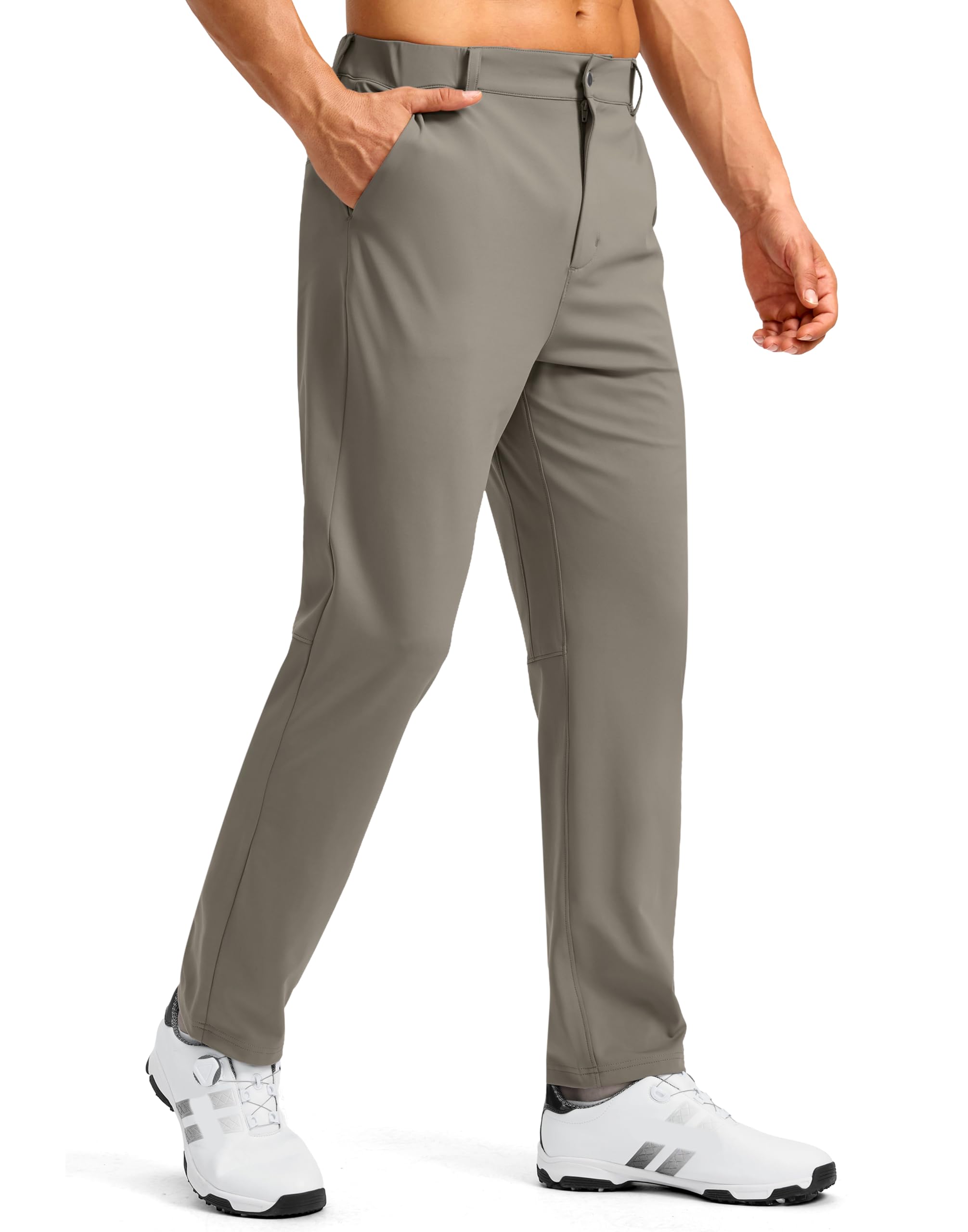 Soothfeel Men's Golf Pants with 5 Pockets Slim Fit Stretch Sweatpants Casual Travel Dress Work Pants for Men (Carbon Dust, XL)