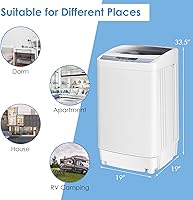 Vista 5 de Giantex Washing Machine Portable Compact 12lbs Capacity Full-Automatic W/Drain Pump,10 programs 8 Water Level 1.34 Cu.ft Cloth Washer and Spinner