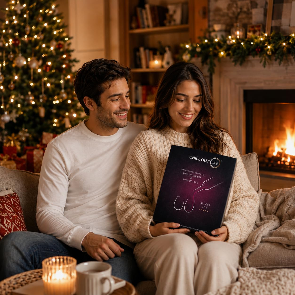 CHILLOUT LIFE Kubki do wina ze stali nierdzewnej, 2 opakowania 350 ml i 1 izolowana butelka na wino – podwójne ścianki izolowane próżniowo kubki do wina z pokrywkami i słomkami – czarne