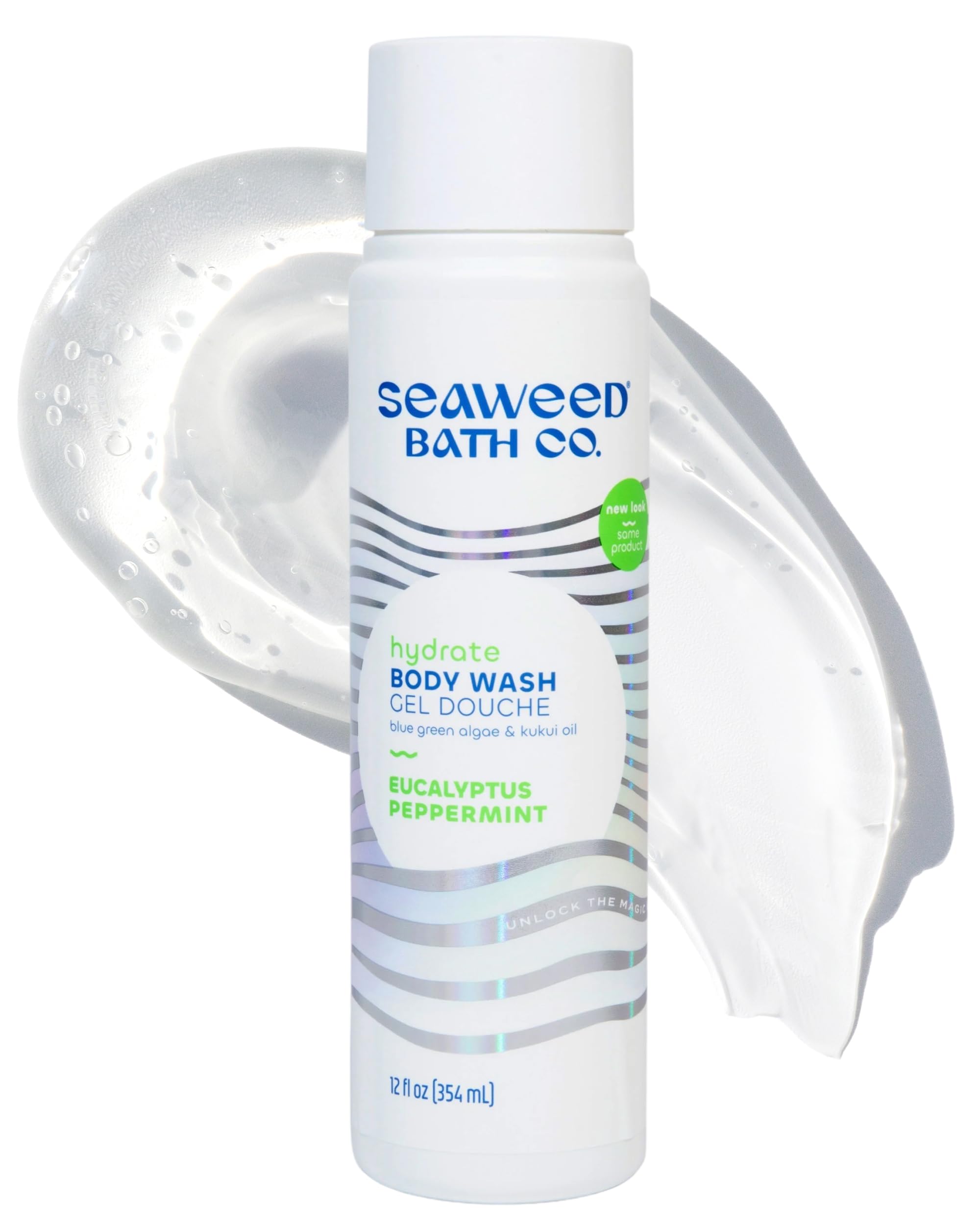 Seaweed Bath Co. Hydrate Body Wash - Eucalyptus Peppermint - Hydrating Lathering Cleanser with Nourishing Natural Ingredients - Vegan, Paraben and Sulfate Free Shower Gel - 12 oz