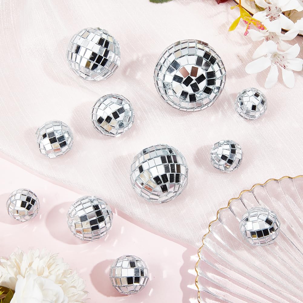 Disco Ball Cake Toppers Blauw Zilveren Ballen Cake Decoraties met Blauwe Zilveren Sterren Cake Topper voor Bruiloft Doe-het-zelf Verjaardagsfeestje Babyshower Valentijnsdag Zaterdagnacht Koorts