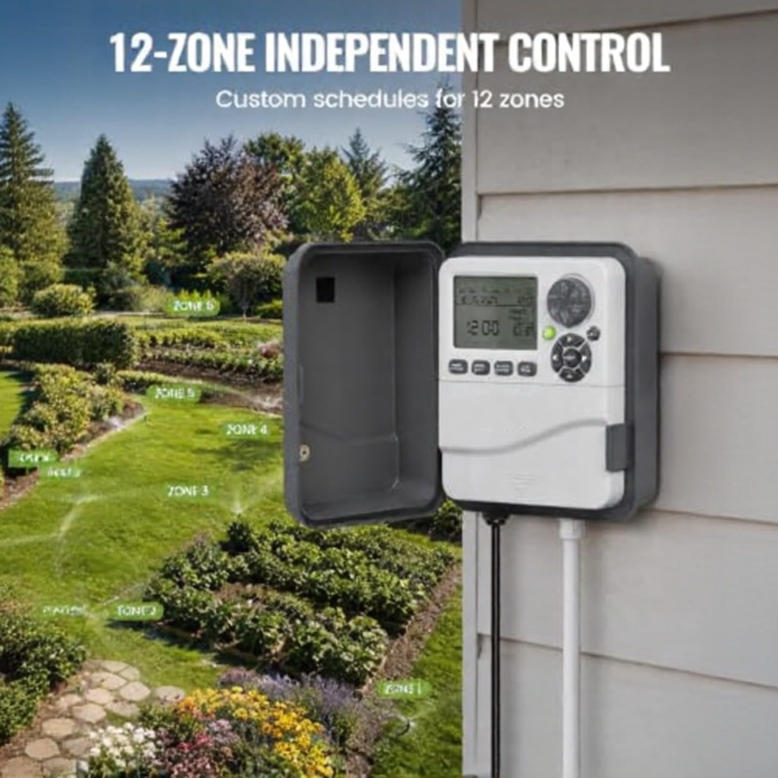 Controlador de riego programable de 12 zonas para riego de jardín