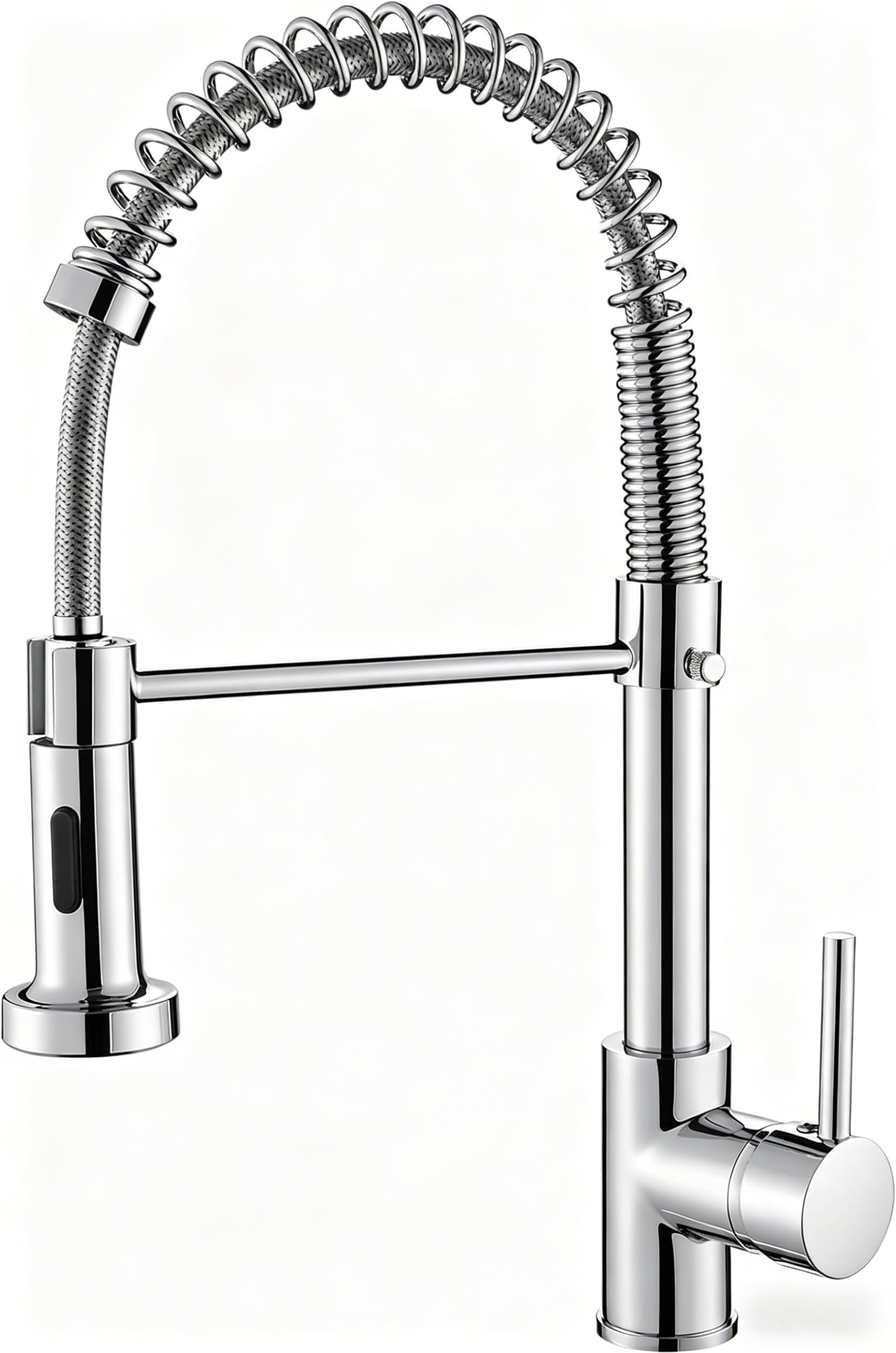 Cobbe Kitchen Sink Mixer Tap, Spring Kitchen Faucet with Pull Down Sprayer, 2 Spray Modes High Arc Single Handle Lever Kitchen Tap (Chrome)