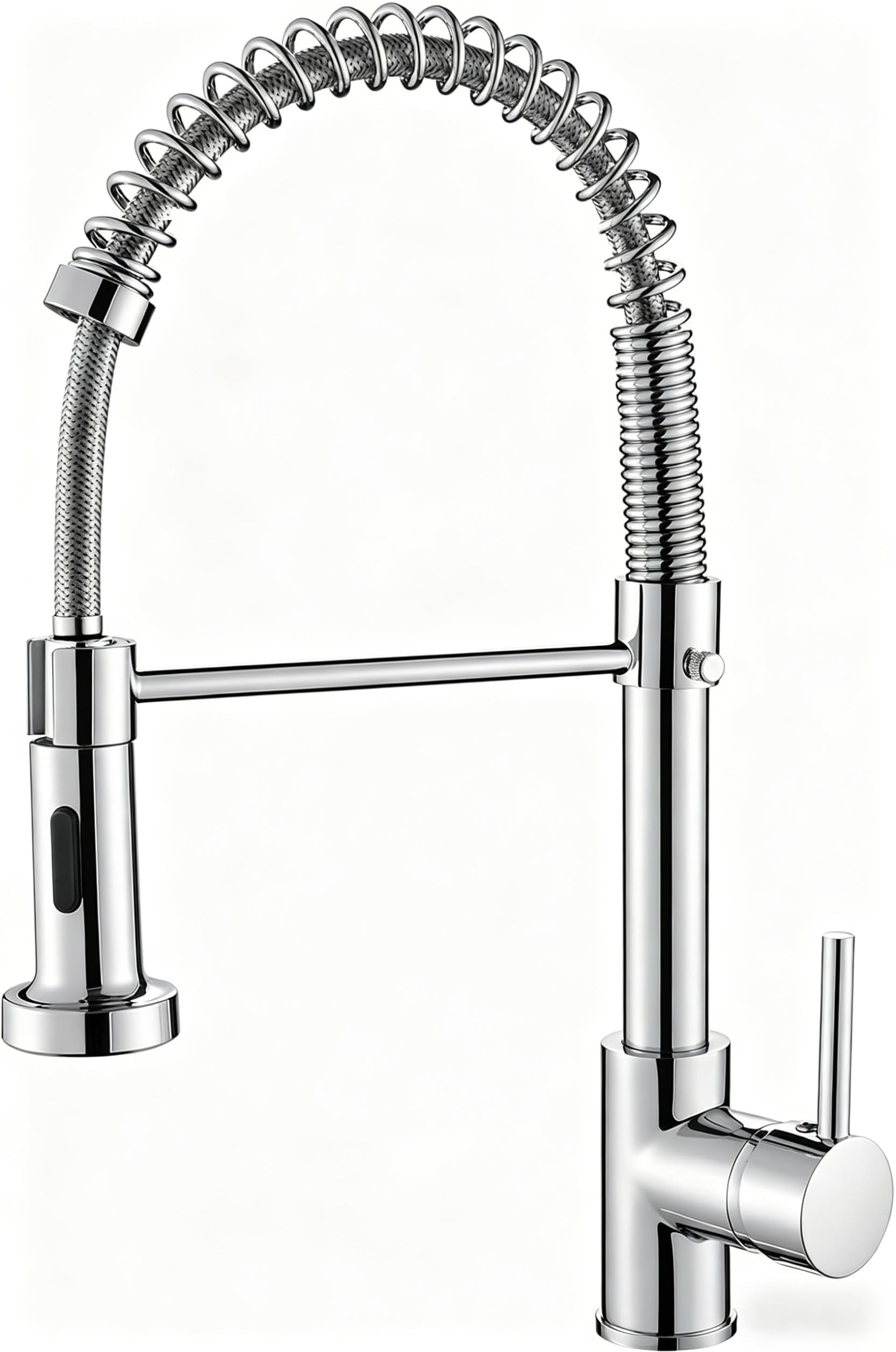 Cobbe Kitchen Sink Mixer Tap, Spring Faucet with Pull Down Sprayer, 2 Spray Modes High Arc Single Handle Lever Kitchen Tap (Chrome)