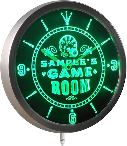 Miniatura 4 de AdvPro ncpl-tm - Reloj de pared LED de neón personalizado para sala de juegos, barra de nombre, barra de cerveza