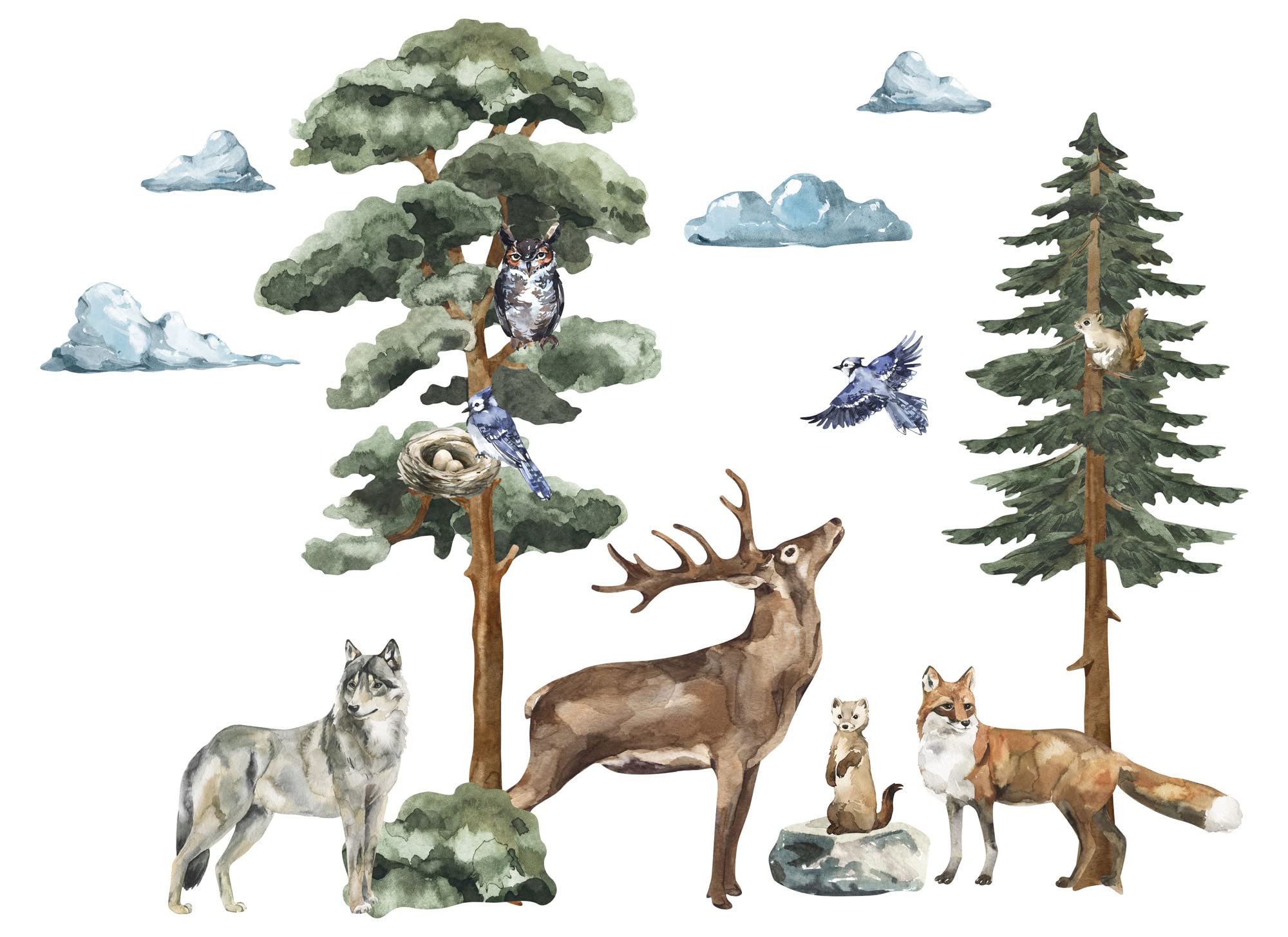 FOREST MYSTERY XXL | Adesivo da parete per cameretta dei bambini | Decorazione da parete per camera dei bambini | Murale per la cameretta dei ragazzi | (ms3631)