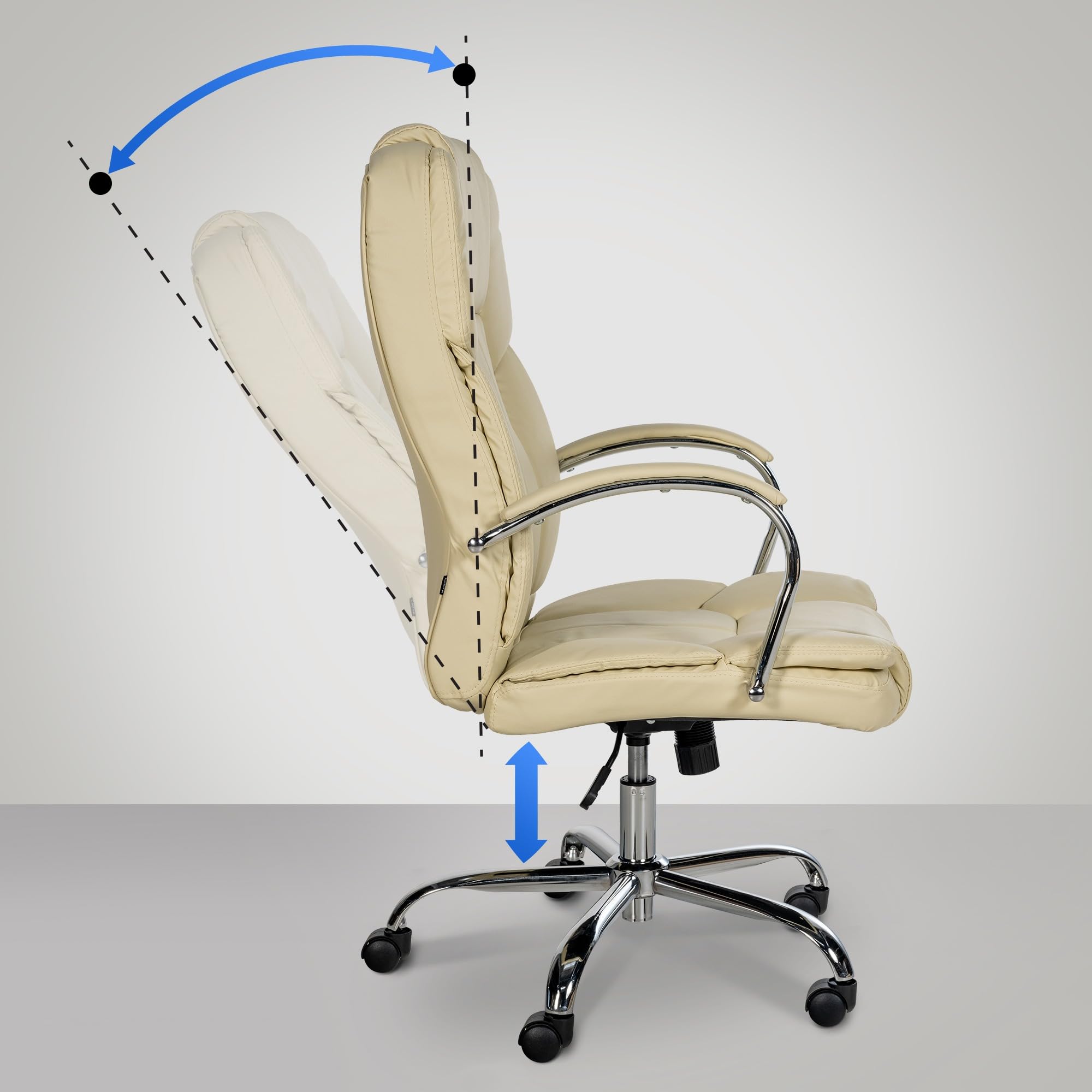 CLP Chaise de Bureau Ergonomique BIG Xanthos I Confort XXL avec Fonction Bascule et accoudoirs I Réglable avec revętement en Similicuir, Charge maximale 210 kg, Couleur:crčme