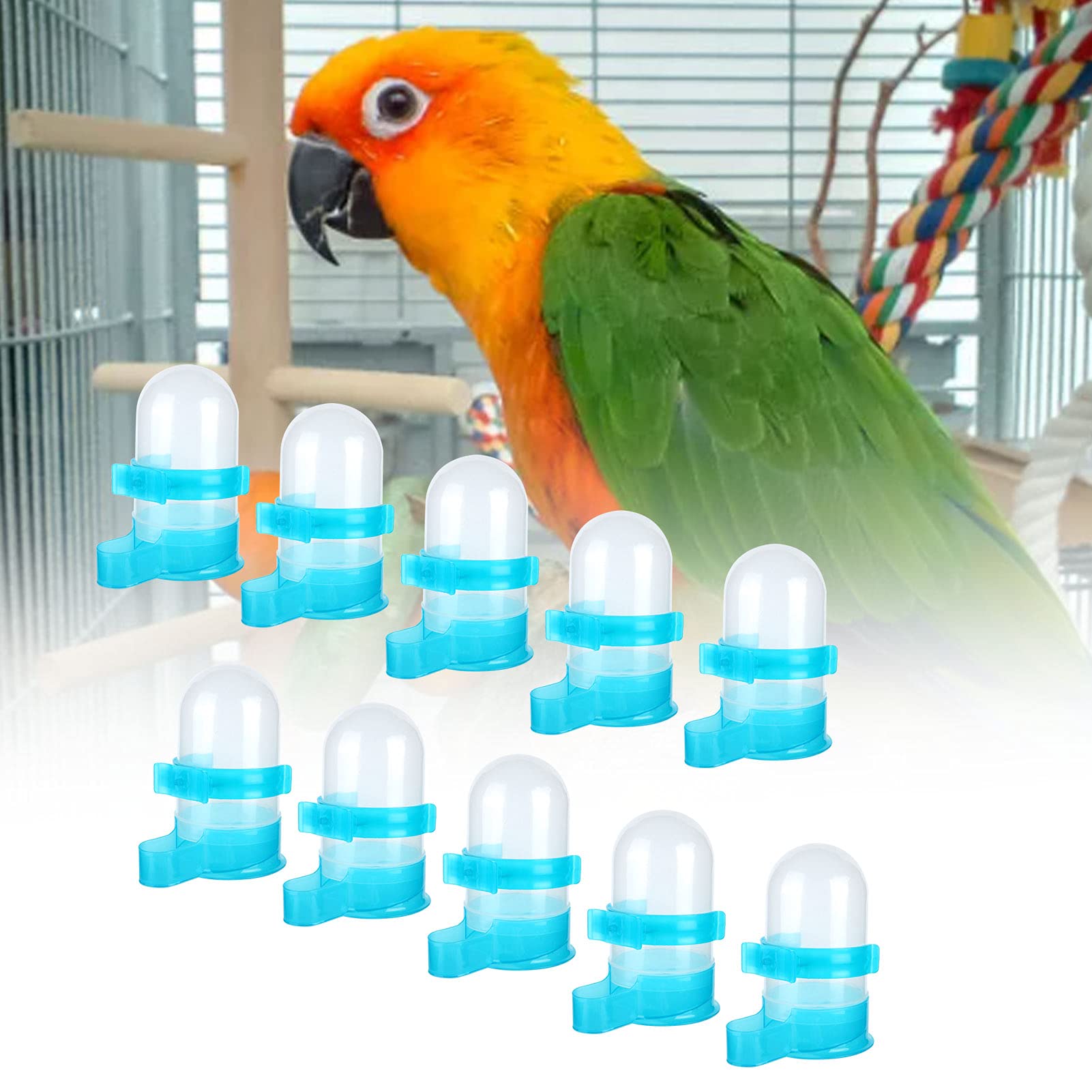 Cuidado de mascotas sin esfuerzo: juego de 10 comederos para pájaros con innovadores sistemas de dispensación para un fácil acceso a la jaula